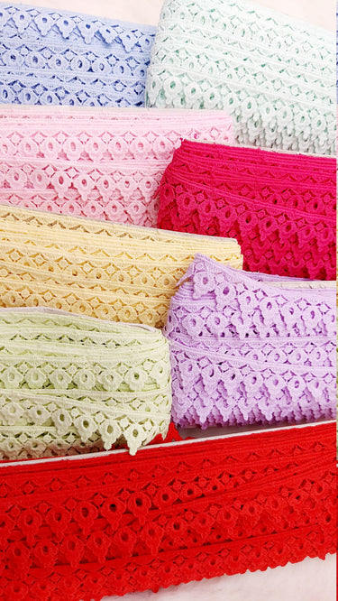 Floral Fringe Trim, Cotton Floral Embroidered Crafting Edging Lace Trim, Trim by 10 Yards